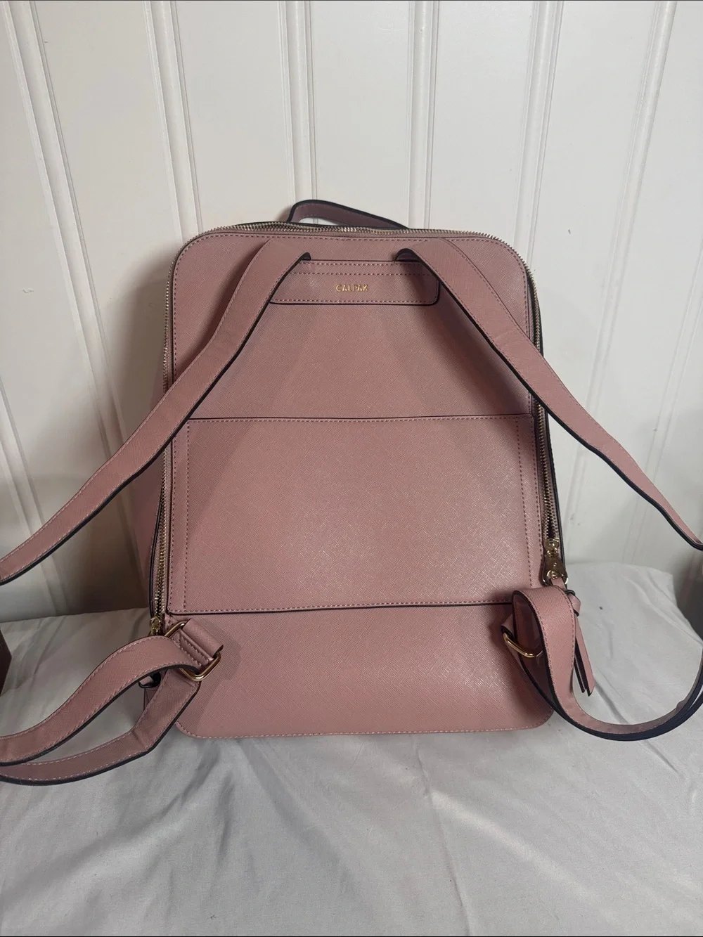 CALPAK Dusty Rose Whipstitch Laptop Backpack  pockets New